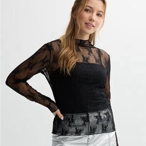 Liberty Love Long Sleeve Lace Top - SIZE M - Black - NWOT